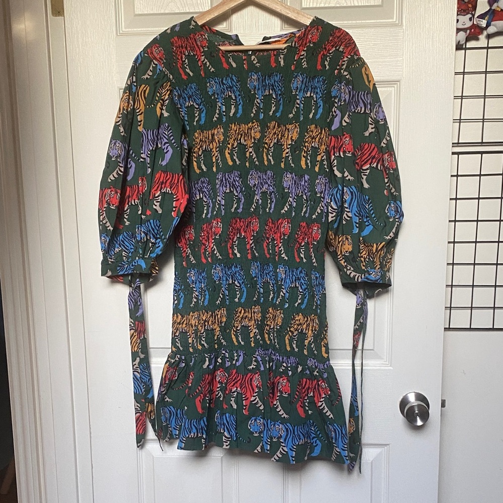 Oliphant Green Tiger Print Dress